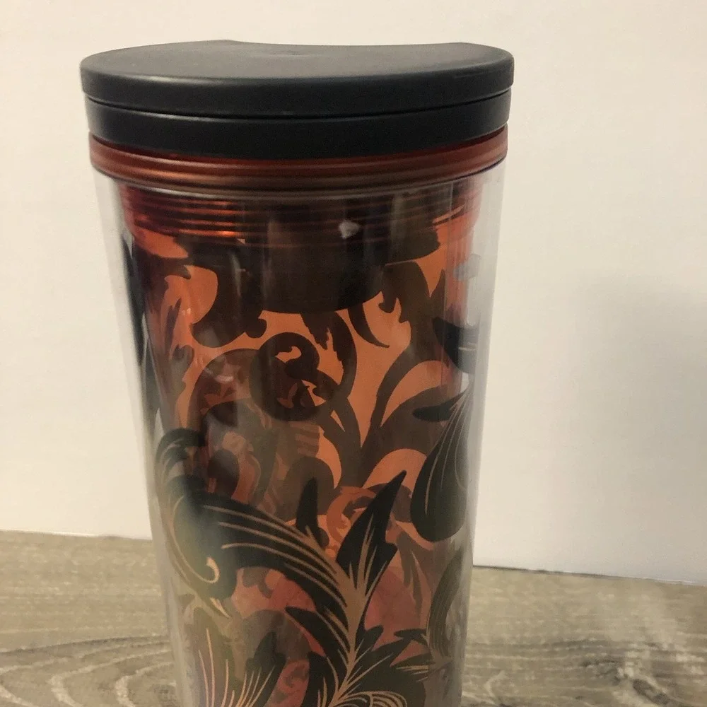 2021 Starbucks Halloween Tumbler Cup with Lid Black Cat and Pumpkin 16oz READ‎